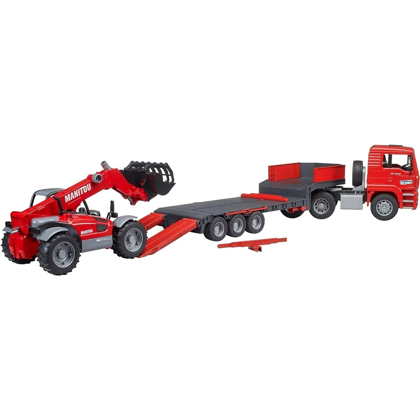 Bruder - Man Tga Truck With Low Loader Trailer And Manitou Telehandler