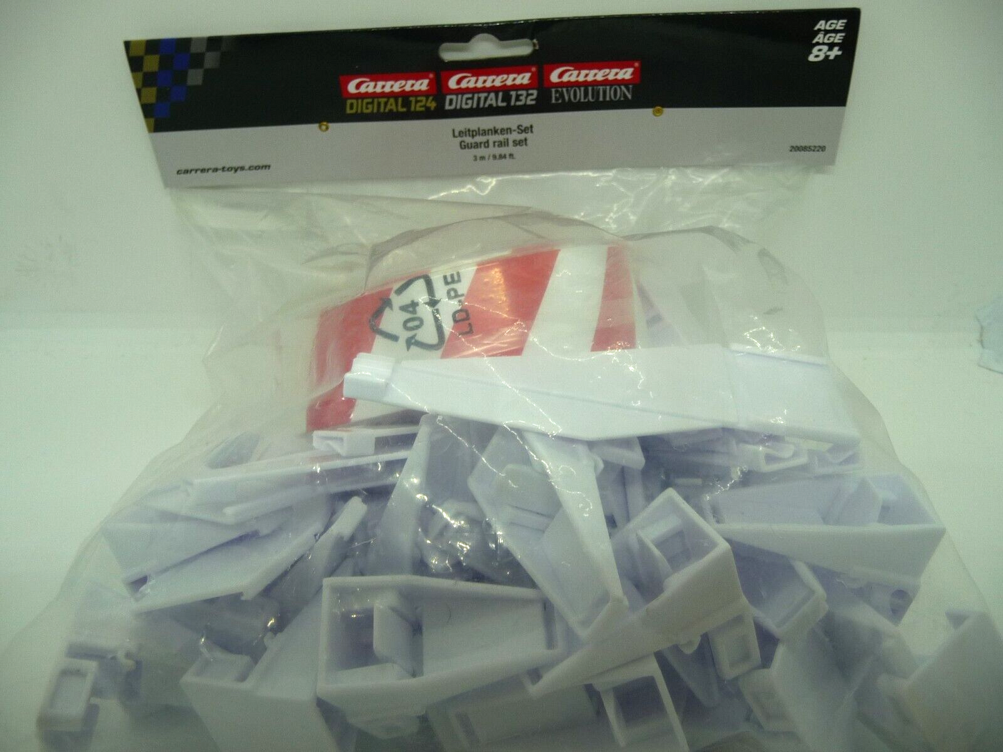 Carrera 1:24 Track Accessories - Red and White Stripe Guard Rail 3mtrs