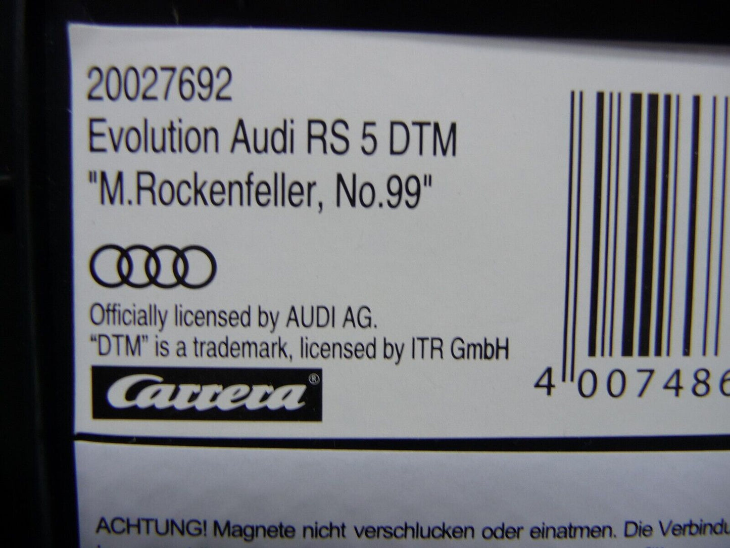 Carrera Evolution 1:32 - AUDI RS 5 DTM M.ROCKENFELLER NO.99 - Slot Car Also Suits Scalextric