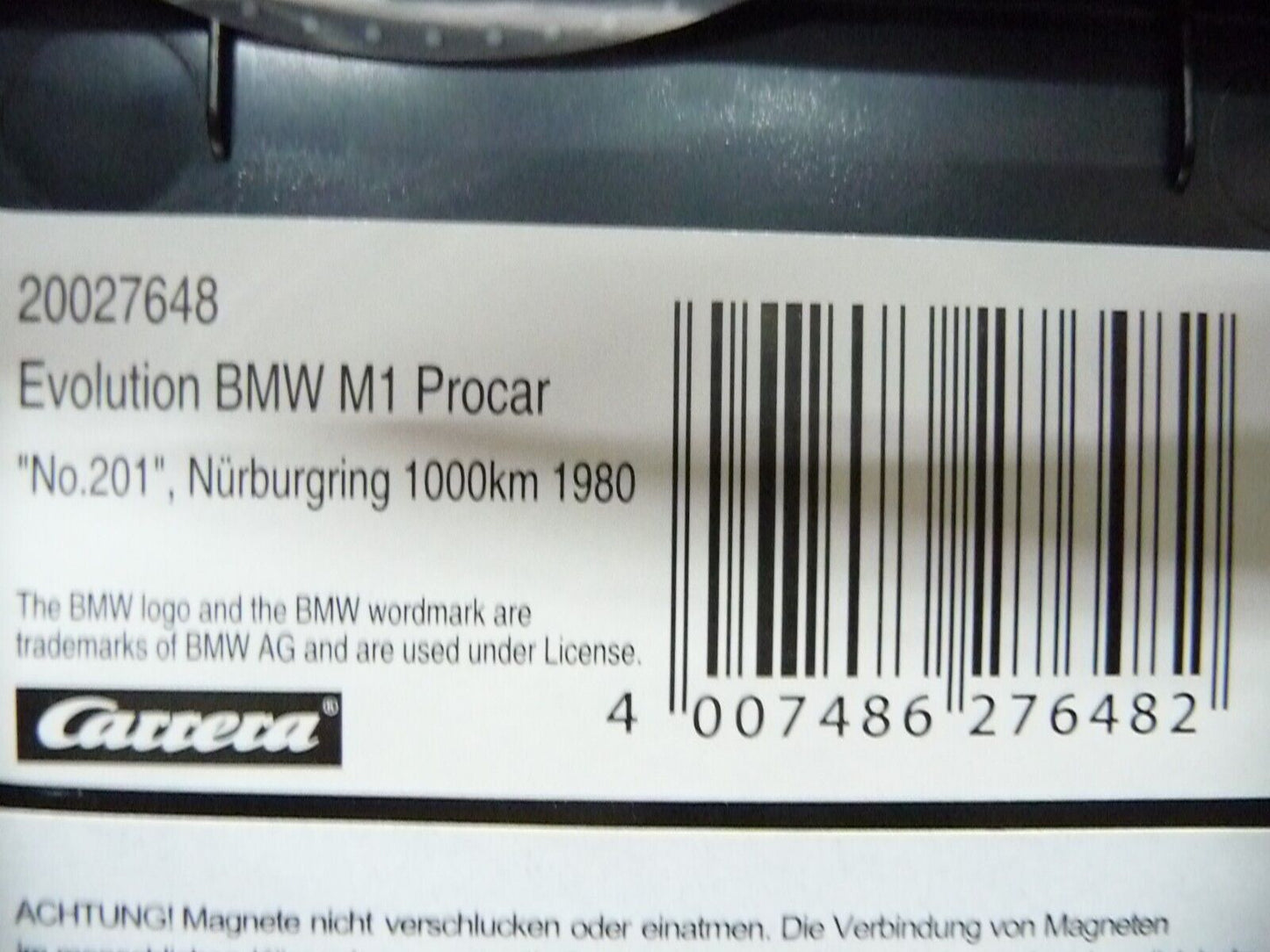 Carrera Evolution 1:32 - BMW M1 Procar No201 Nurburgring 1000km 1980 - Slot Car Also Suits Scalextric