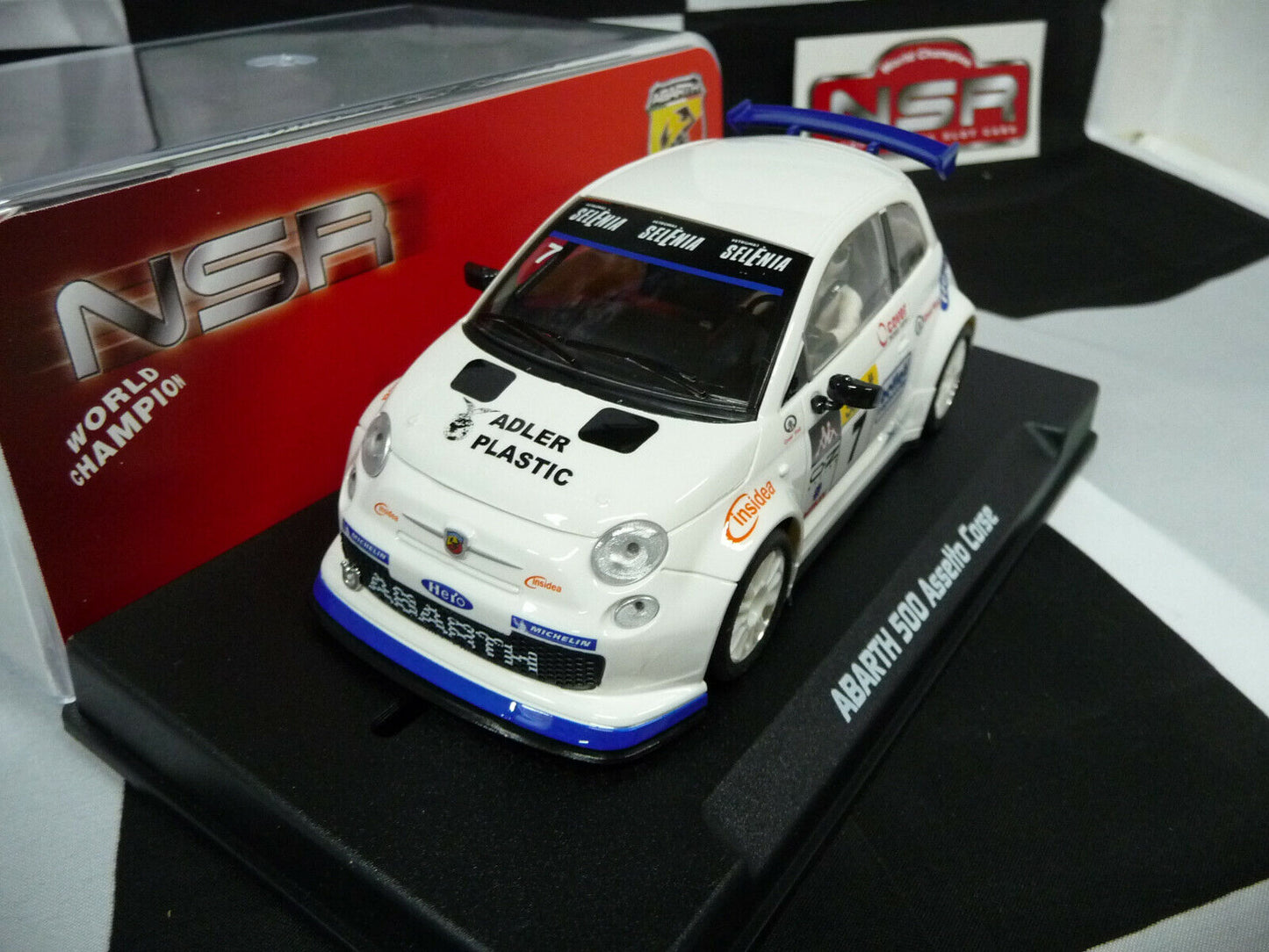 NSR 1:32 0040SW Abarth 500 Assetto Corse Selenia No7 slot car also suits  scalextric/carrera