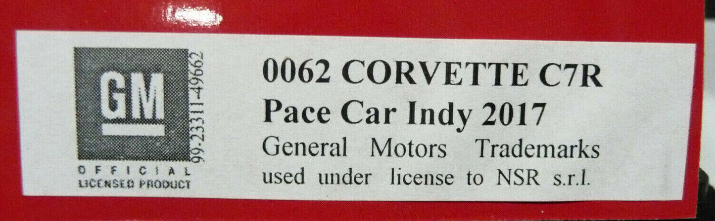 NSR 1:32 0062AW Corvette C7R Pace Car Indy 2017 slot car also suits  scalextric/carrera