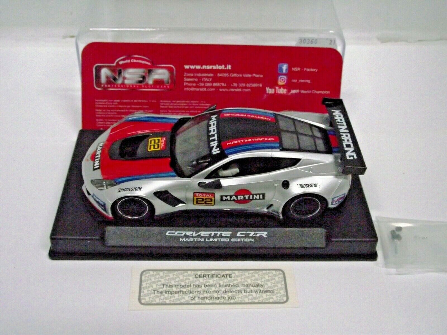 NSR 1:32 0160AW Corvette C7R Martini Racing Grey No.22 slot car also suits  scalextric/carrera