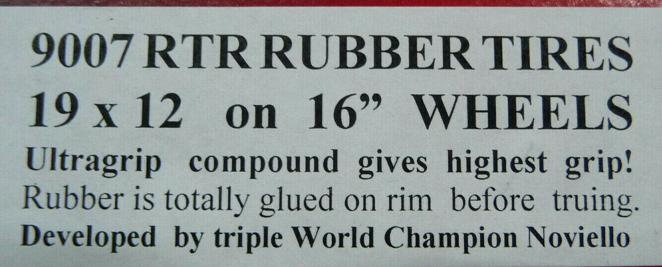 NSR N9007 RTR Rubber Tyres 19 x 12 on 16 inch dia wheels