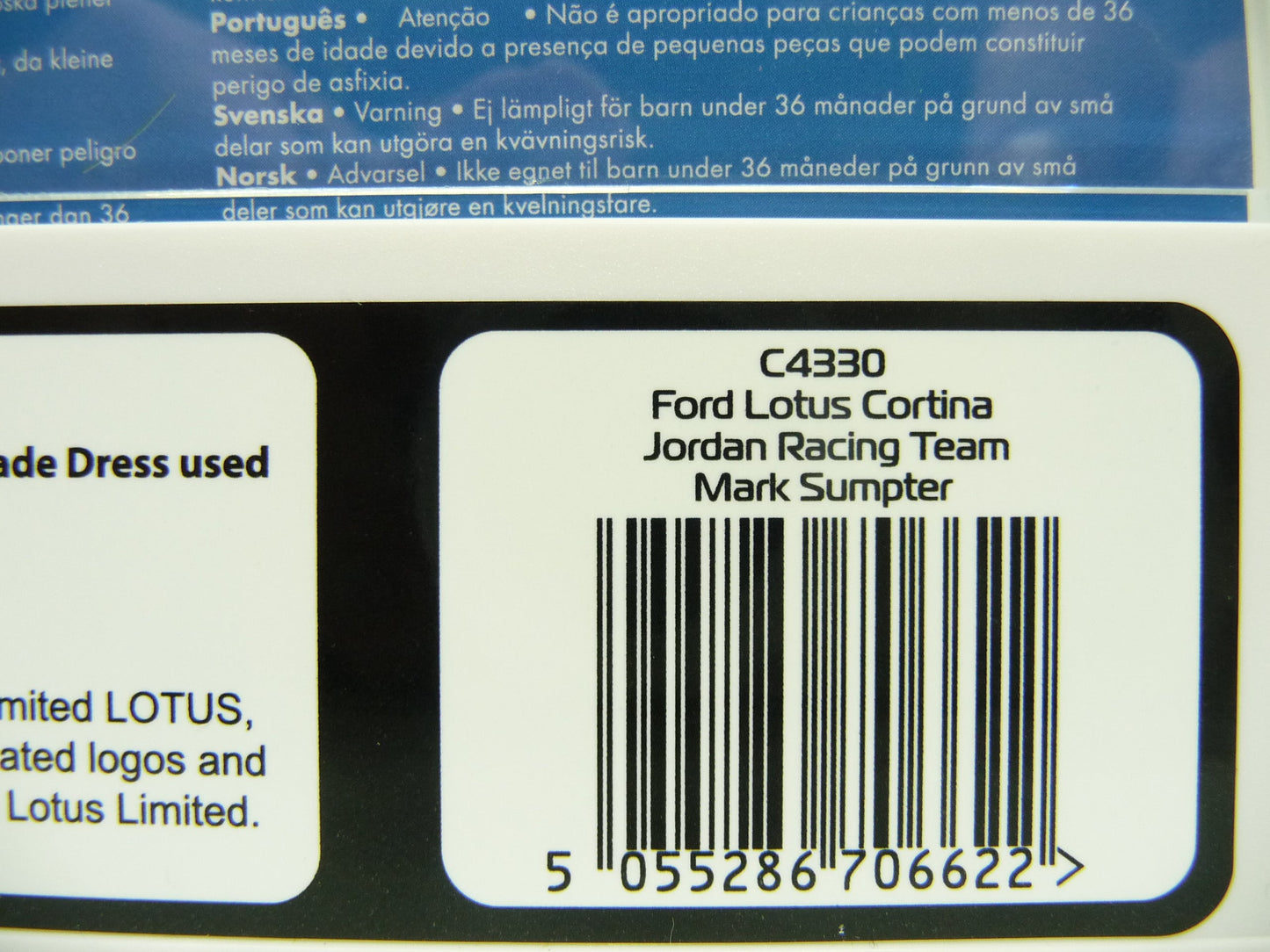 Scalextric C4330 Ford Lotus Cortina Jordan Racing Team Mark Sumpter