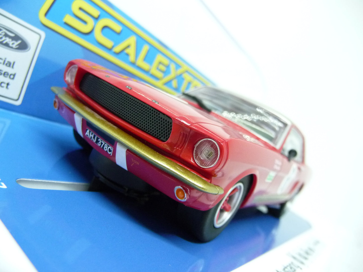 Scalextric C4339 Ford Mustang Alan Mann Henry Mann and Steve Soper slot car also suits Carrera