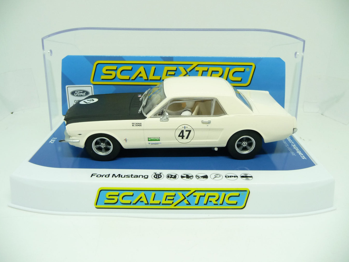 Scalextric C4353 Ford Mustang Bill and Fred Shepherd slot car also suits Carrera