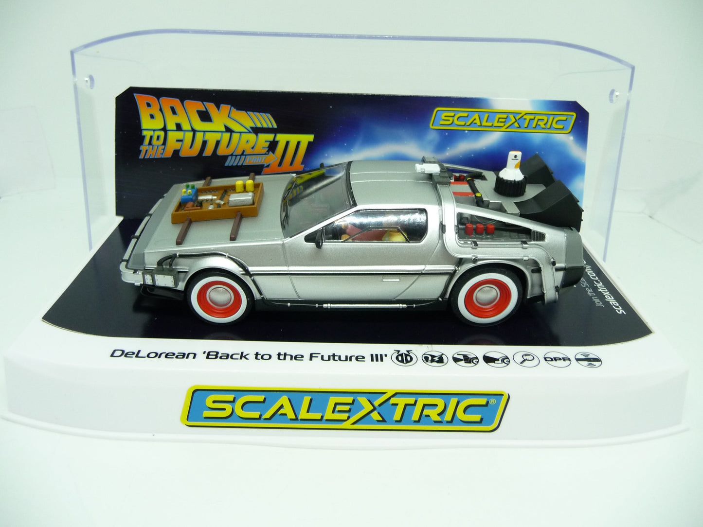Scalextric C4307 DeLorean Back to the Future 3 slot car also suits Carrera