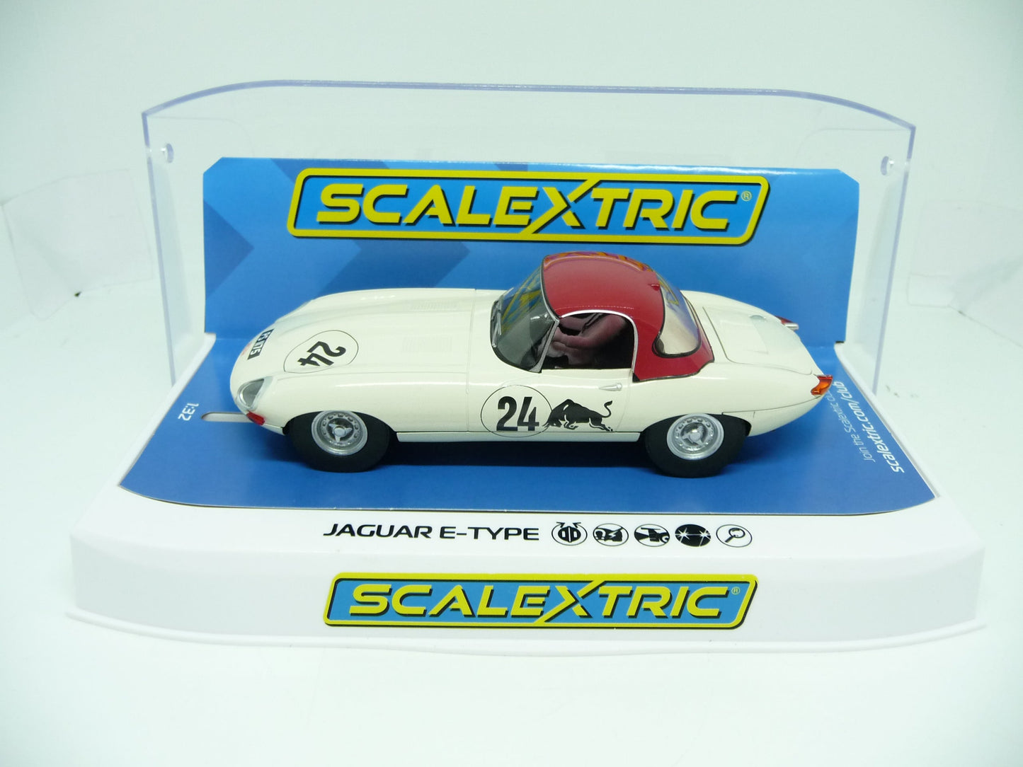 Scalextric C4232 Jaguar E Type Goodwood Revival Adrian Newey slot car also suits Carrera