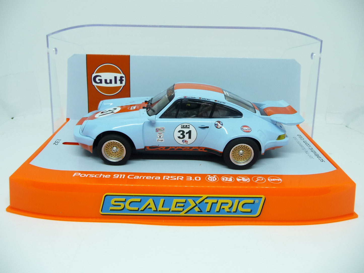Scalextric C4304 Porsche 911 Carrera RSR 3 0 Gulf Edition slot car also suits Carrera