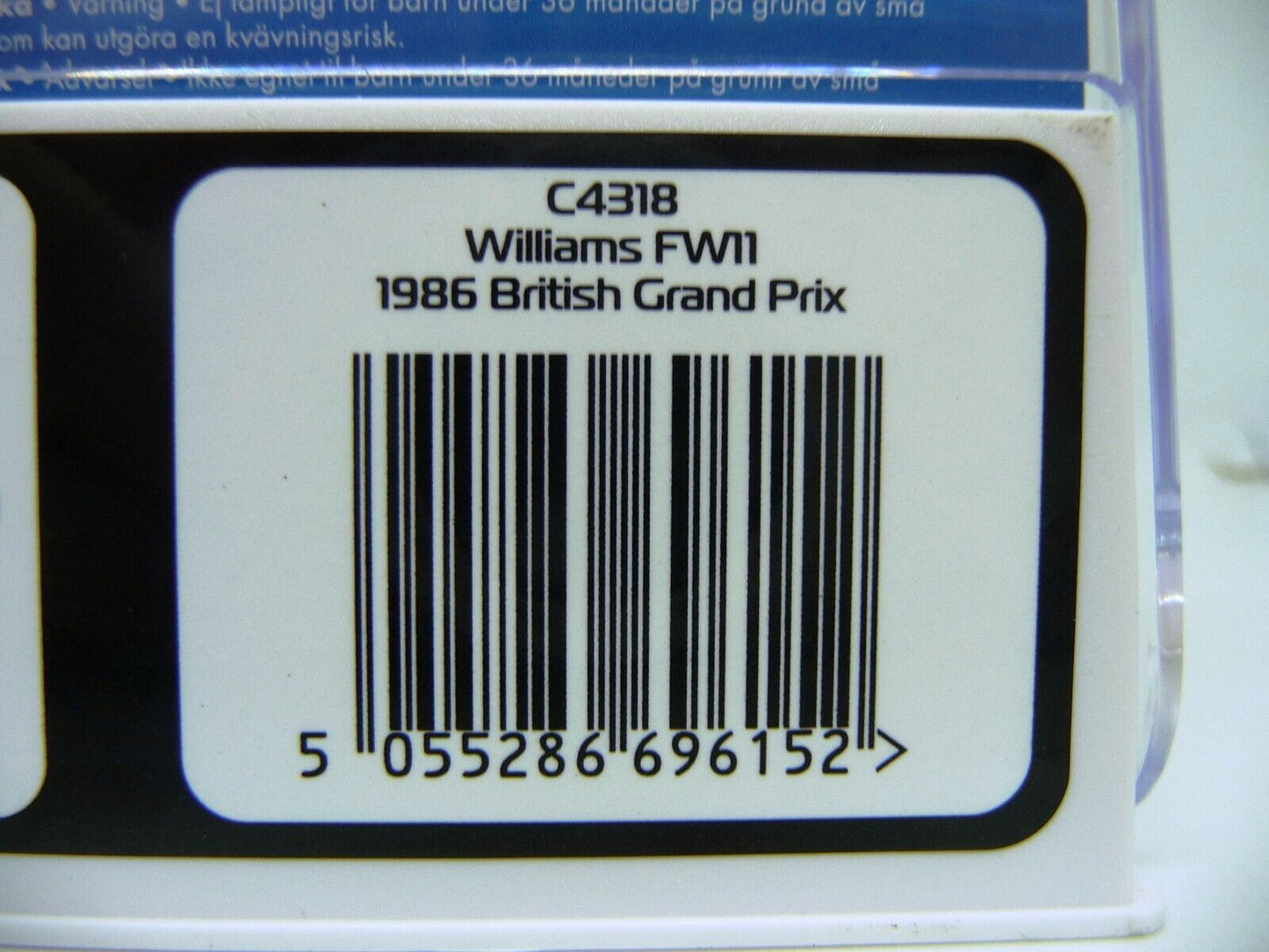 Scalextric C4318 Willams FW11 1986 British Grand Prix slot car also suits Carrera
