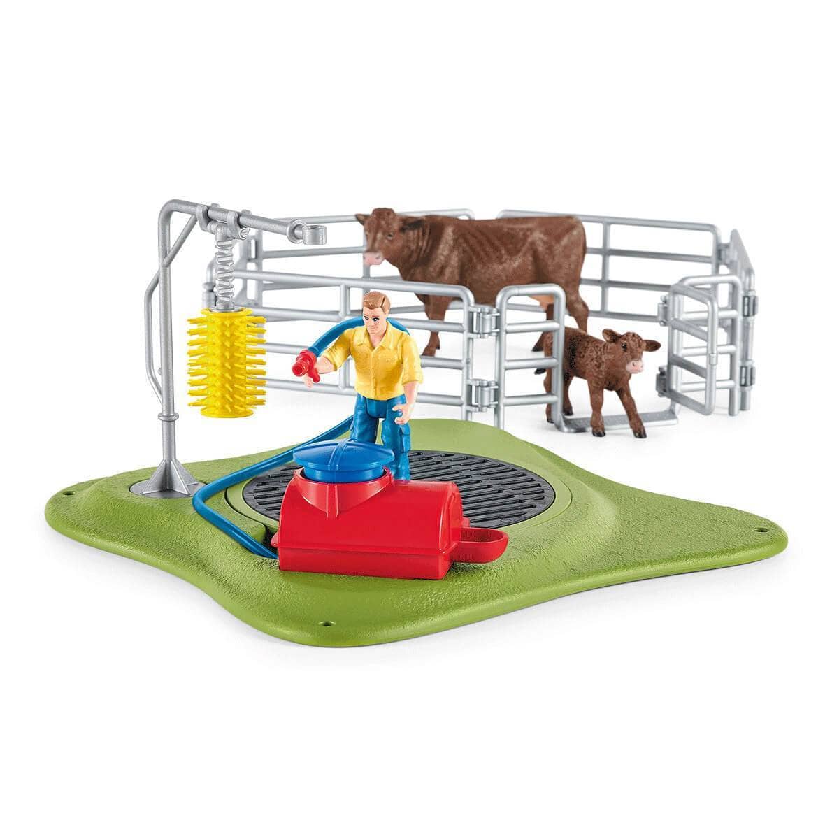Schleich - Farm World Happy Cow Wash Animal Playset
